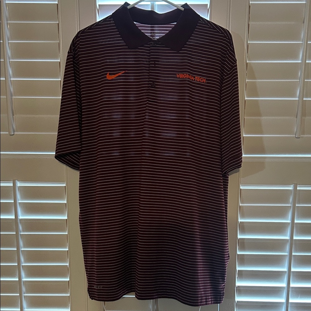 Nike Virginia Tech Men's Burgundy and Orange Striped Polo